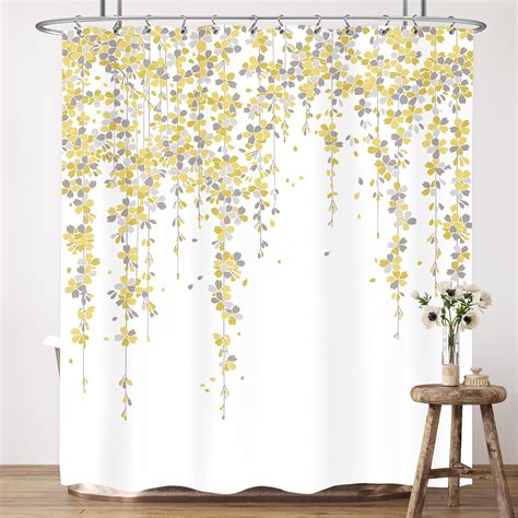 yellow flower shower curtain|More.